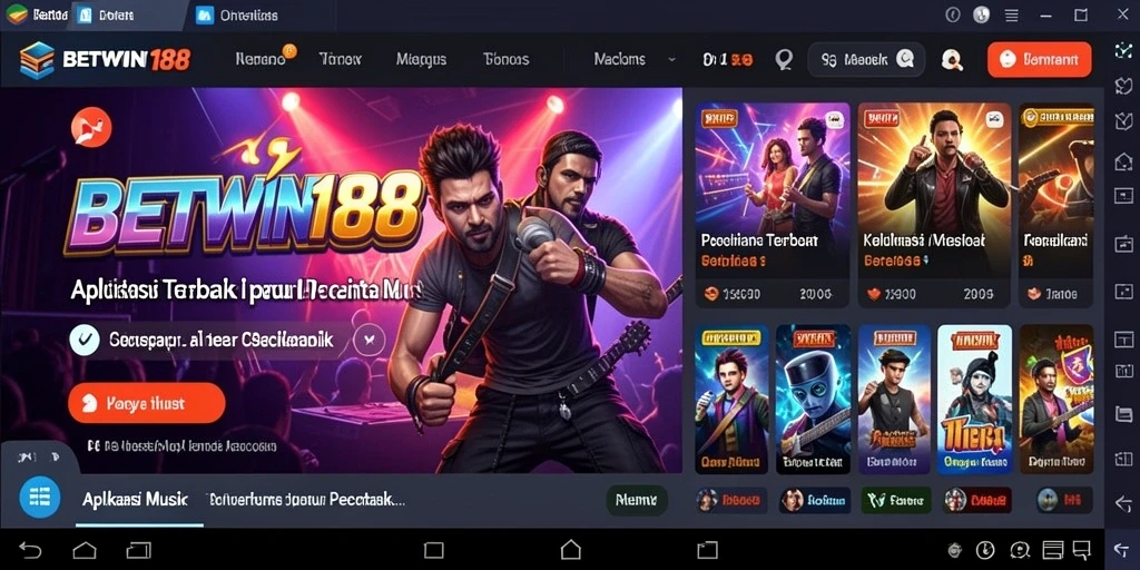 Screenshot gameplay BETWIN188 menunjukkan pengalaman mendengarkan musik yang interaktif.