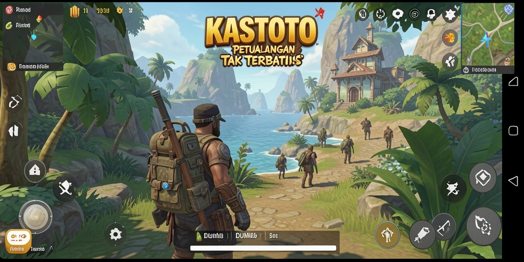Screenshot gameplay KASTOTO menampilkan eksplorasi dunia terbuka yang indah.