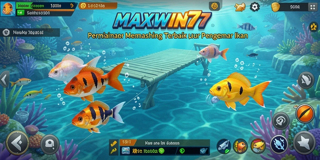 Tampilan menarik dari gameplay <strong>MAXWIN77</strong> saat memancing ikan di laut.