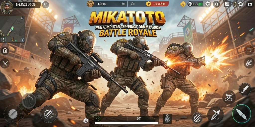 Tangkapan layar MIKATOTO yang menunjukkan aksi pertempuran Battle Royale.
