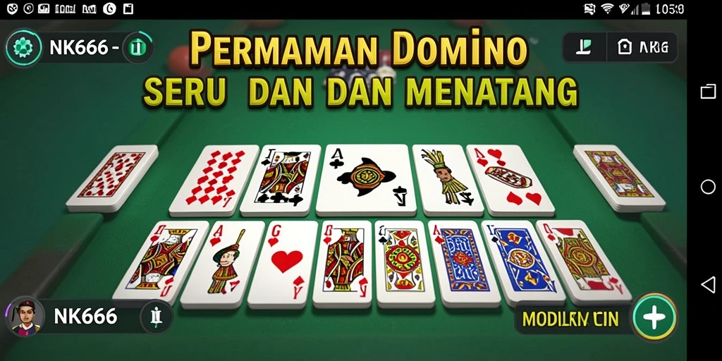 Screenshot gameplay NK666 menampilkan suasana permainan Domino yang seru.