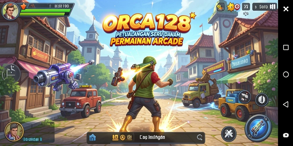 Tampilan gameplay seru ORCA128 dengan rintangan menantang.