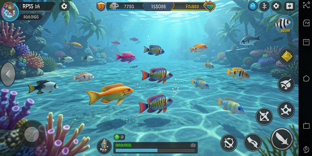 Tampilan gameplay seru dari RP55 dalam aksi Tembak Ikan.