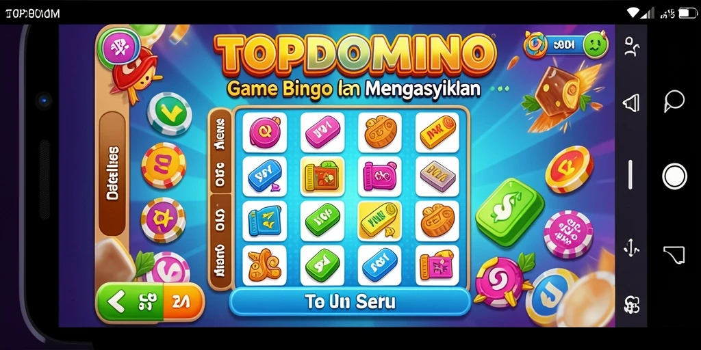 Gameplay seru Bingo di TOPDOMINO dengan hadiah menarik.